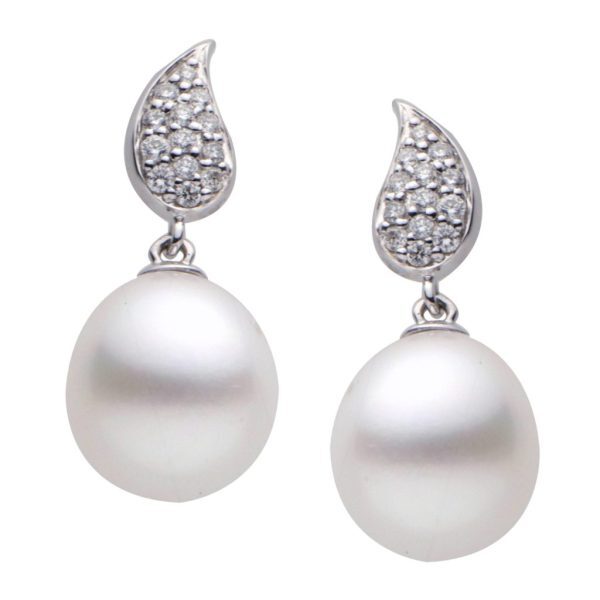 Diamond Freshwater Pearl Earrings