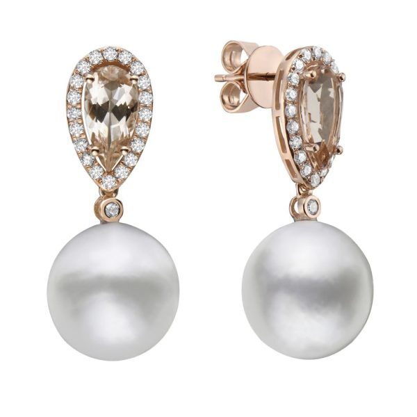 Diamond Freshwater Pearl Earrings